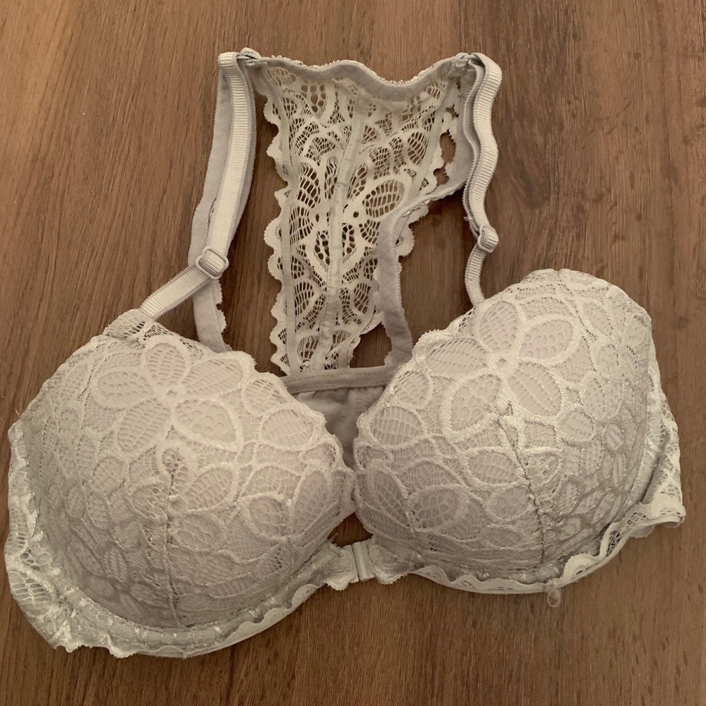 PINK VS silver lace bralette